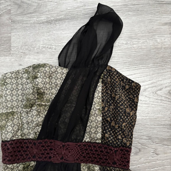 Free People One Shoulder Mixed Print Maxi Dress Belted Boho Small whimsygoth - Picture 4 of 6